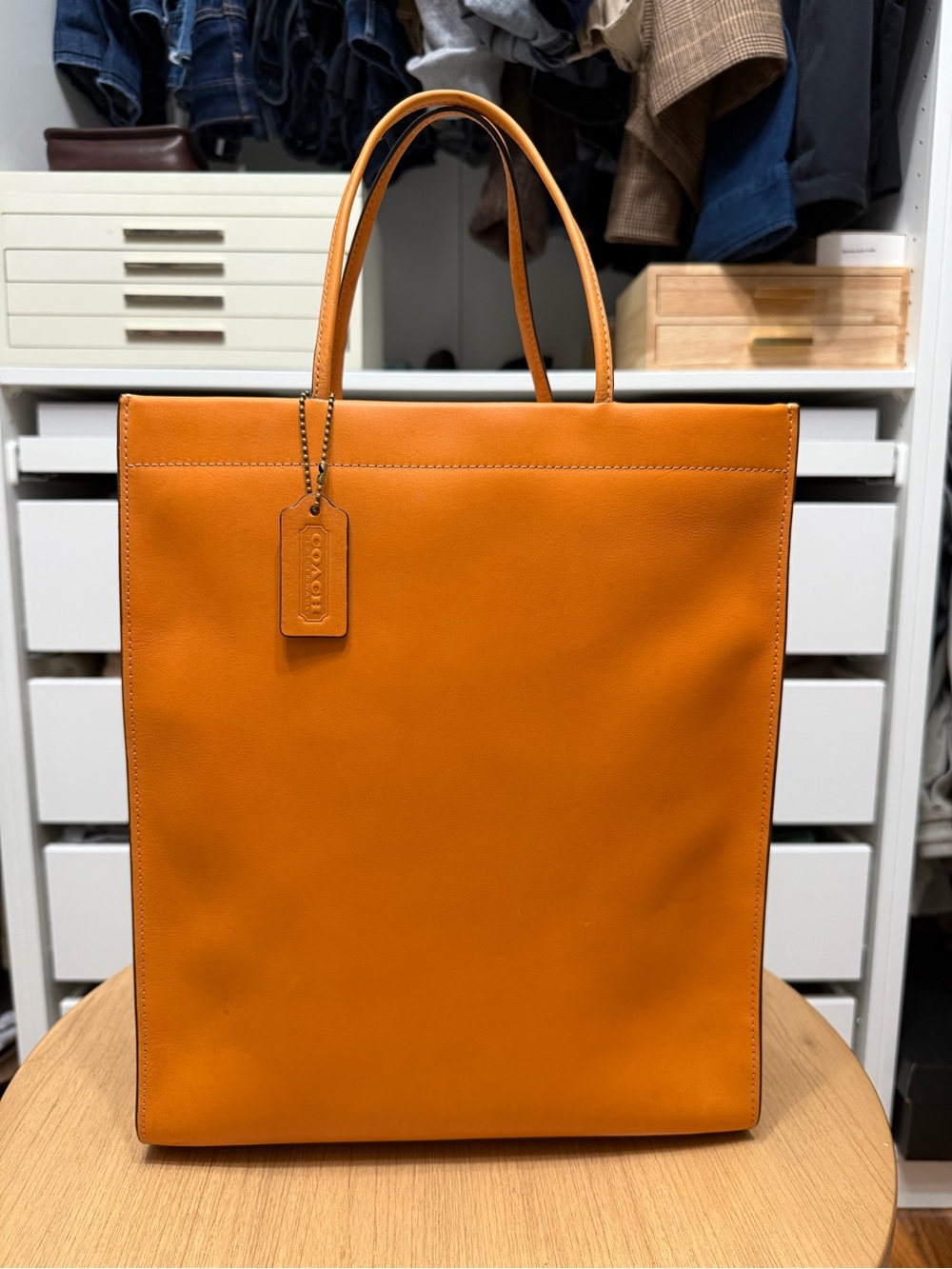 Coach Vibrant Orange Leather Shopper